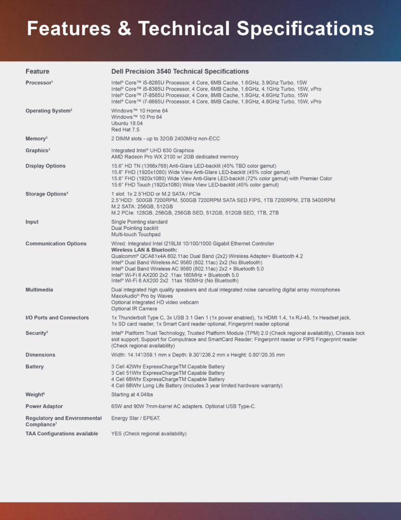 Dell - Precision 3540 - Spec Sheet-4